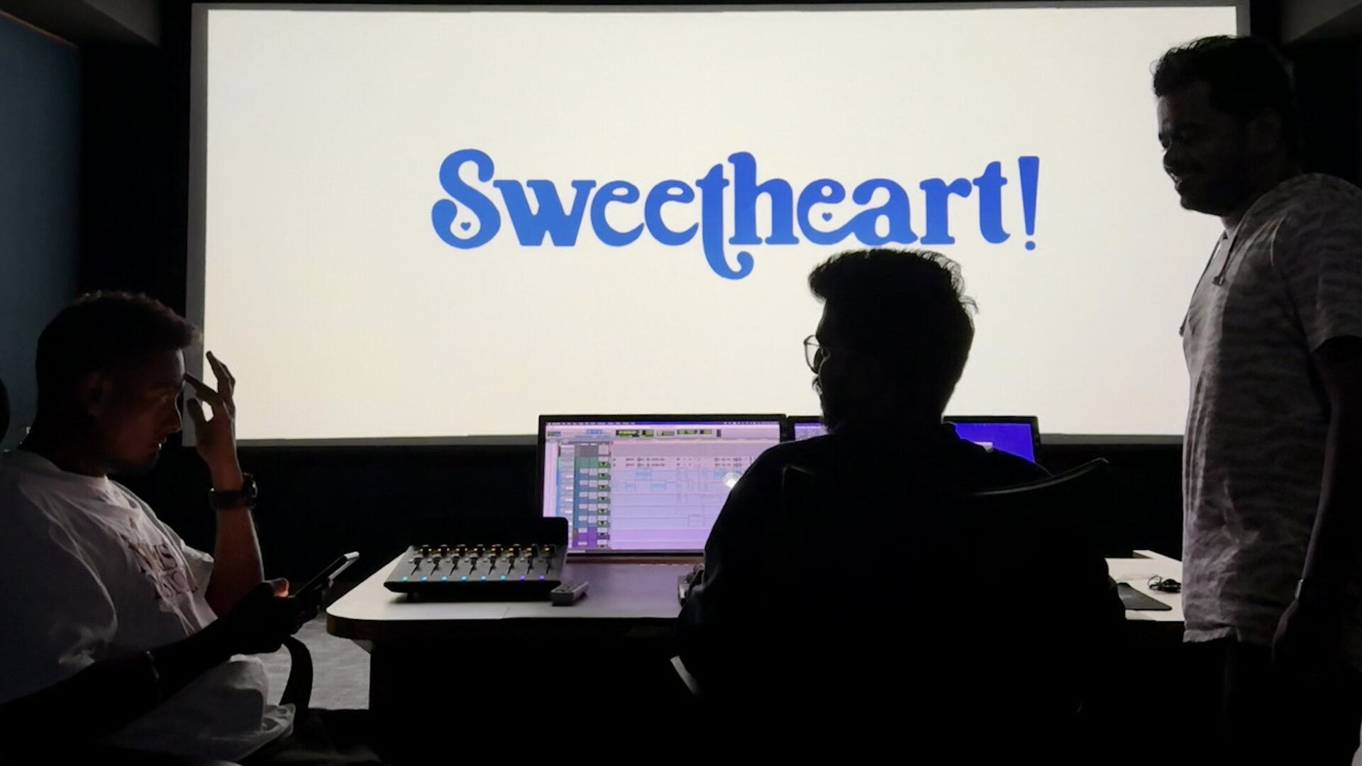 The Soundaholics in the studio